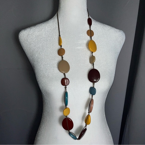 Boho Statement Necklace – Multicolor Resin Beads (Pre-Owned) - Picture 1 of 5